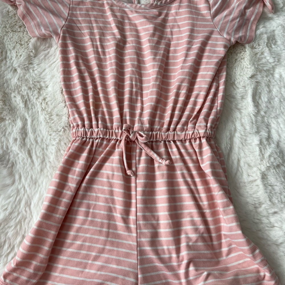 Source Unknown Pink and White Striped Romper